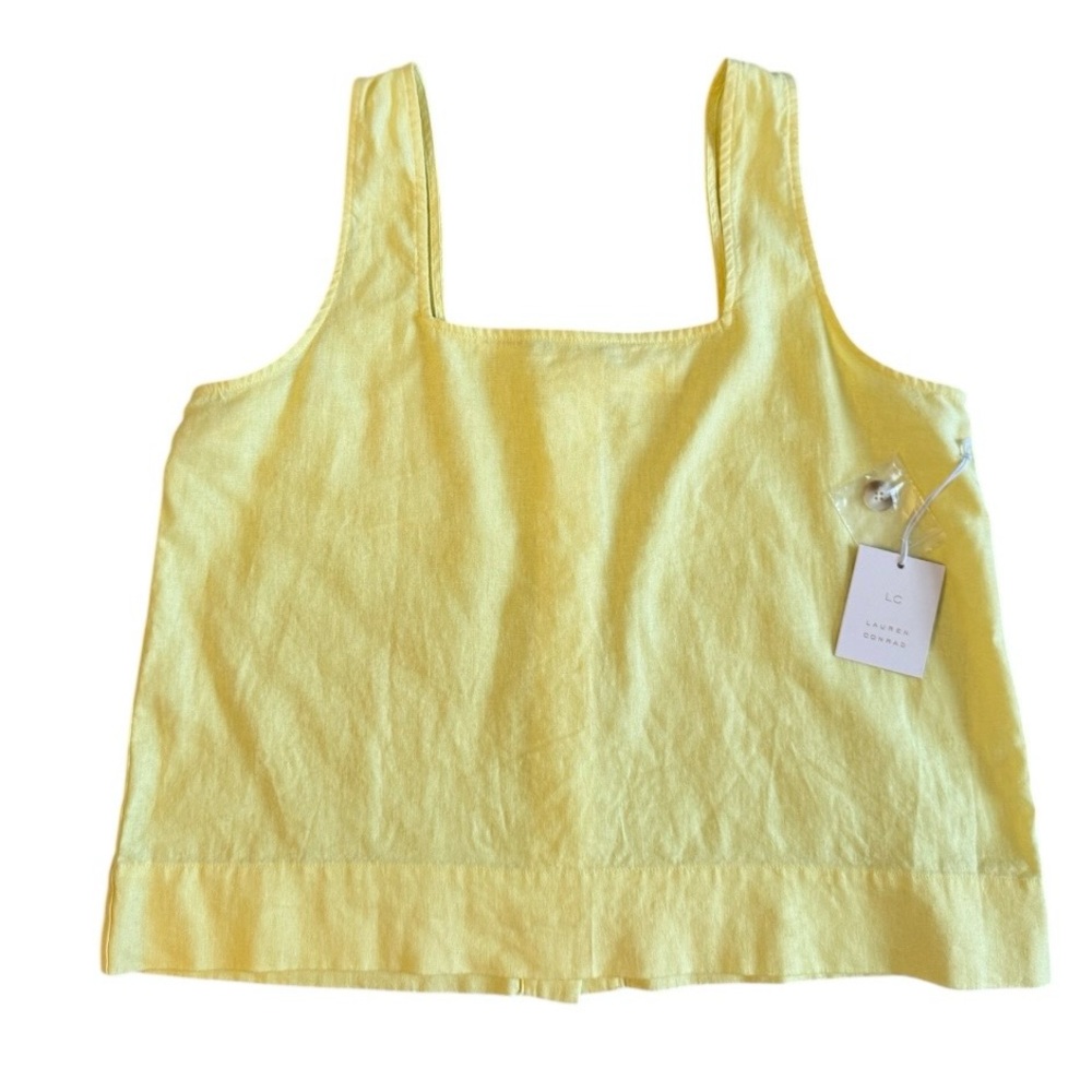 LC Lauren Conrad Women size L Square Neck Tank Top Yellow
